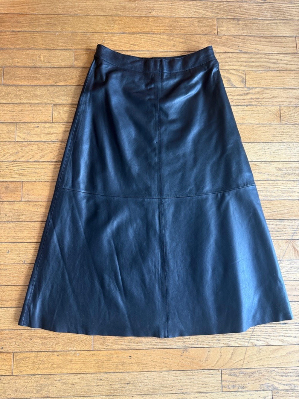 French Brand Monoprix Real Leather A-Line Skirt